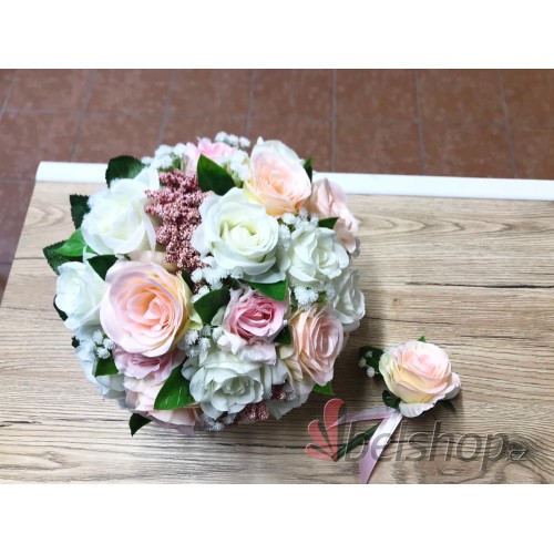 Svatební kytice růžové odstíny